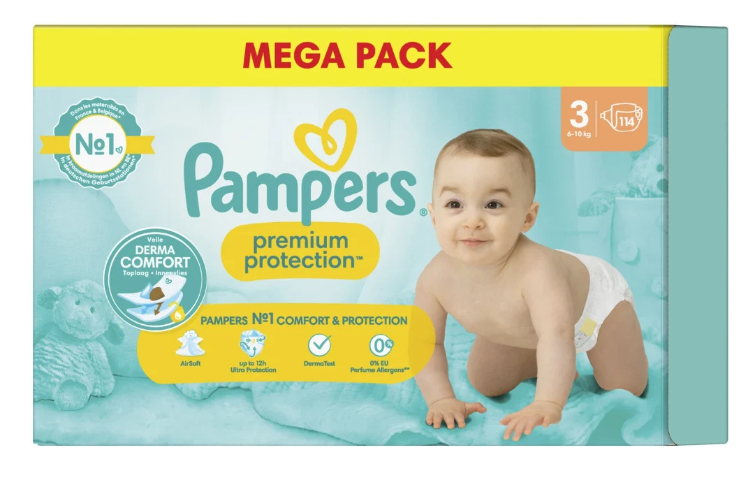 Pack 114 Couches PAMPERS Premium Protection Taille 3 (6 à 10 KG) Changes  Bébé