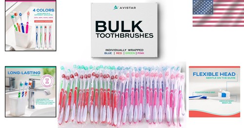 Portable Disposable Toothbrush Pack - 148 Ergonomic Brushes in Colorful Variety - Picture 2 of 8