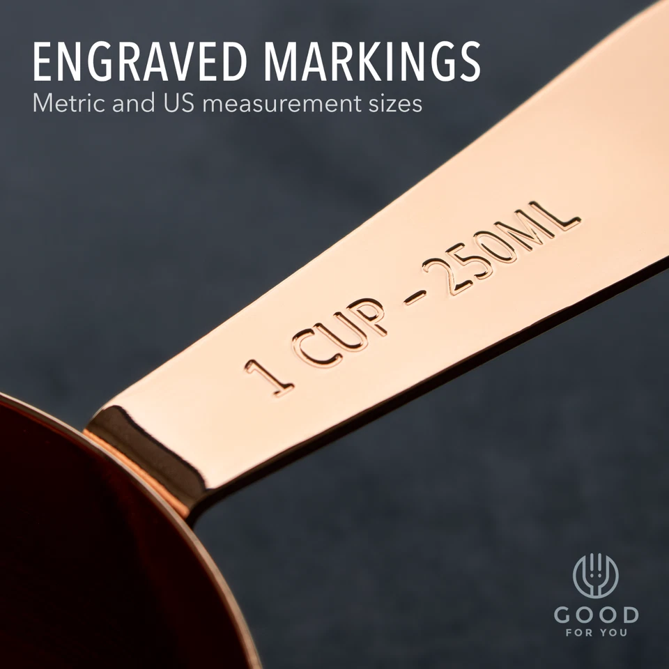 Copper Stainless Steel Measuring Cups and Spoons Set of 9 with Foiled Gift Box - Image 4 of 4