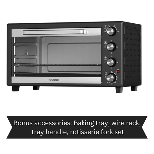 Devanti Electric Convection Oven Bake Benchtop Rotisserie Grill 45L - Picture 9 of 11