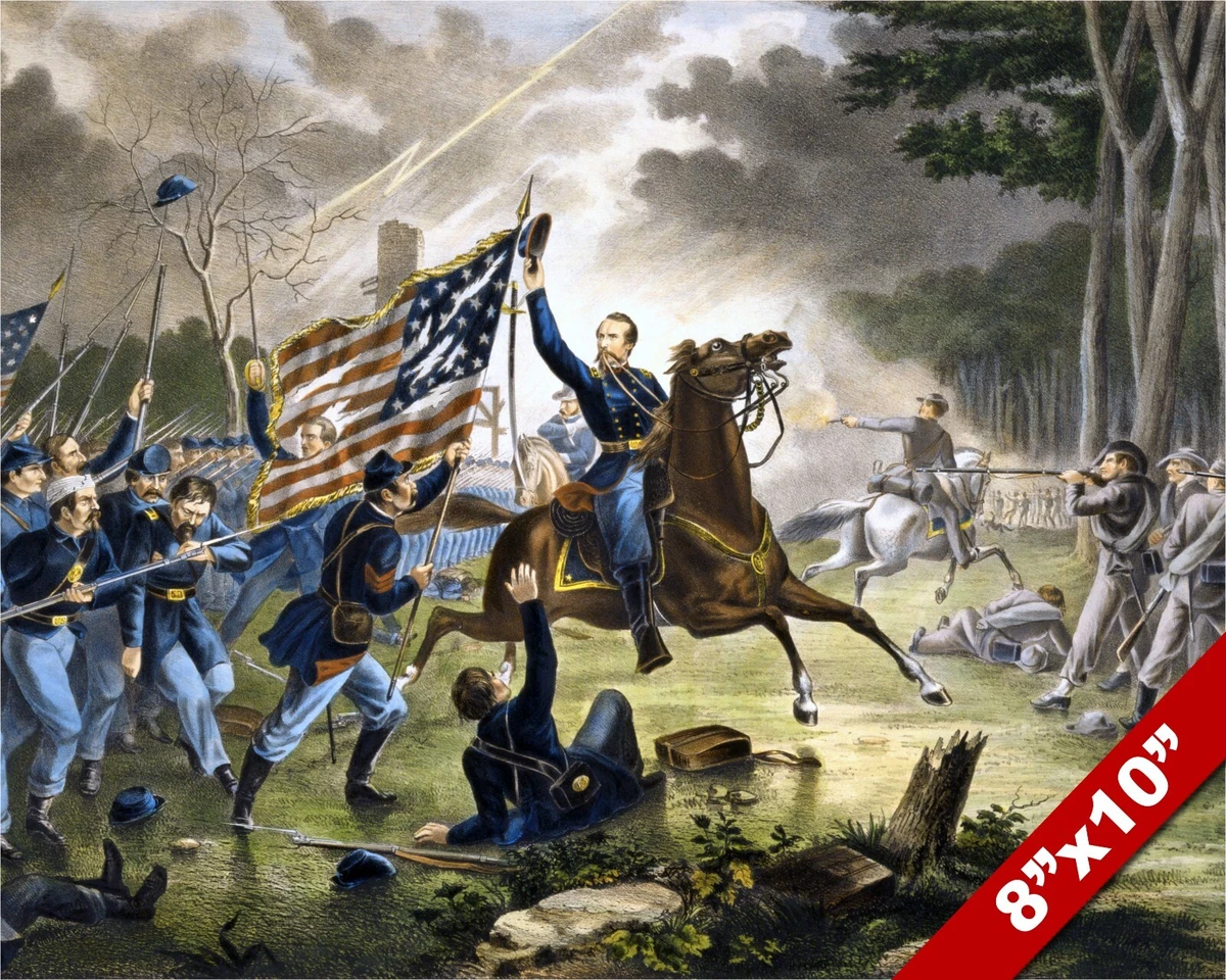 KEARNYS CHARGE BATTLE OF CHANTILLY PAINTING US CIVIL WAR ART REAL