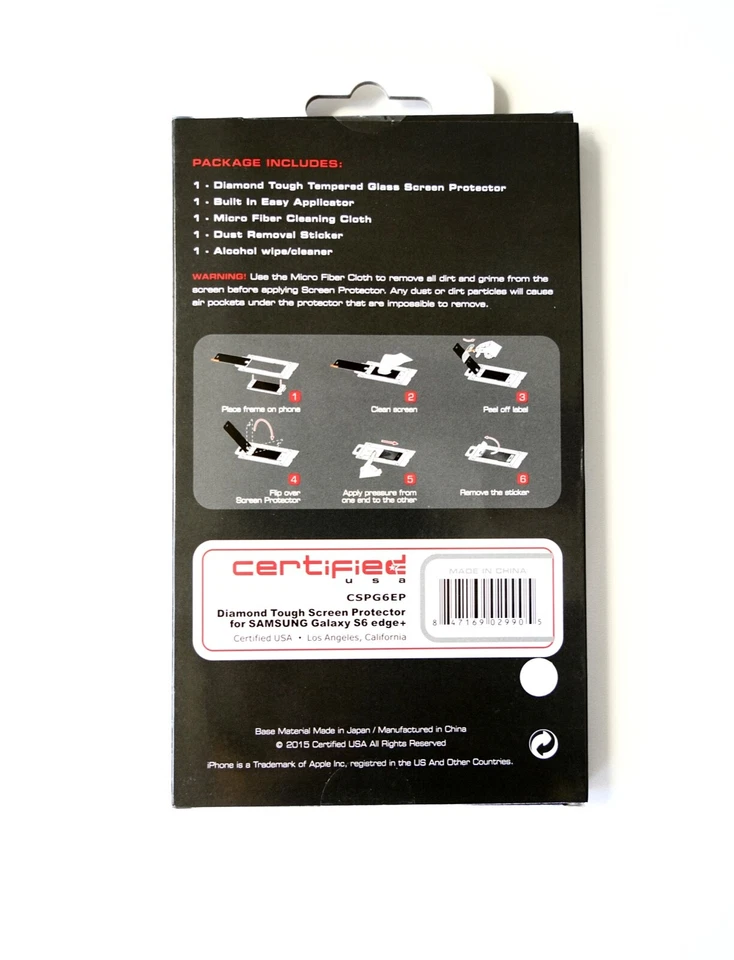 Protector de pantalla de vidrio templado de cubierta completa para Samsung Galaxy S6 Edge Plus Foto 2 de 3