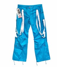 VTG 90s Y2K UFO Parachute Cargo Pants Wide Leg Rave Blue DEADSTOCK NWT Women  s M