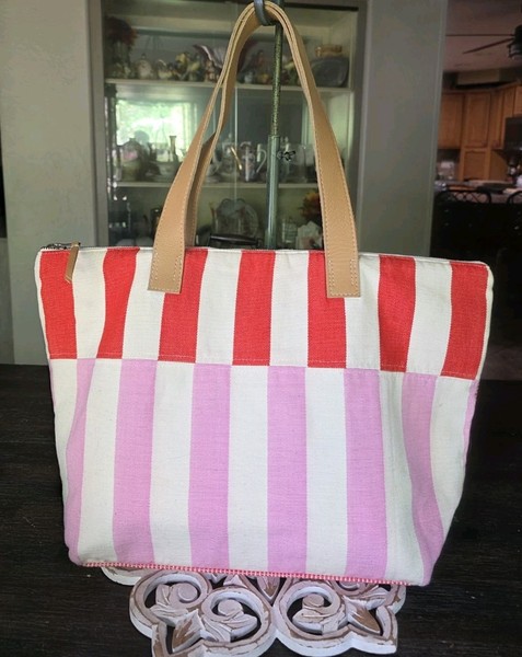 Bolso de Mano Mercado Global Estella Rayas Tejido a Mano en Guatemala 
