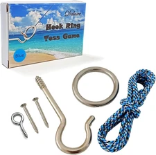 Hook and Ring Toss Game-Diy Kit Swing Game -Ring Toss Game Set with String and H