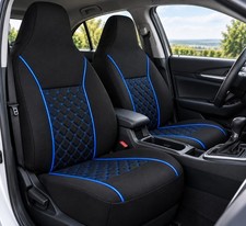 For Mg Mga Premium Quilted Blue Piping Car Seat Covers 2pc Front