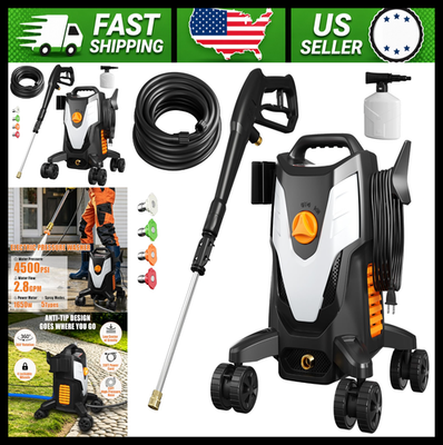 #ad Electric Pressure Washer 4500 PSI 2.8 GPM with 4 Nozzles for Cars amp; Driveways $191.99