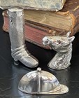Rare English Sterling Silver Equestrian Hunt Vesta Match Safe Snuff Box Trio 2