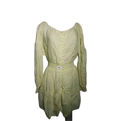 Alice Olivia Mini Dress Kiara Puff Sleeves Neon Keylime Medium Pullover Top 