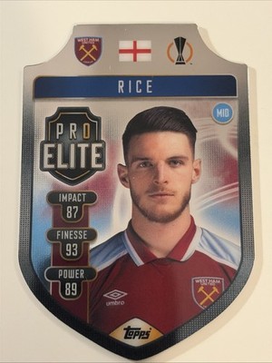 Declan Rice Chrome Pro Elite Shield Die-Cut 2021-22 Topps Match Attax Soccer SH9