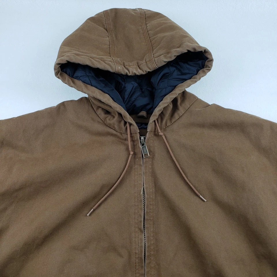 WFS Element Gear Canvas Jacket Mens XXL Brown Full Zip Lined Hooded Workwear - Image 3 of 4