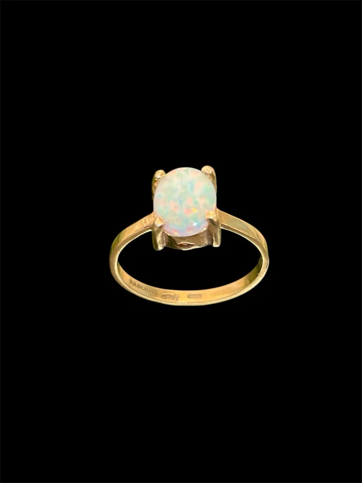 Anello con opale in argento placcato in oro - Immagine 4 di 4