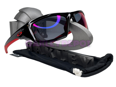 ✓🕶️ OAKLEY VALVE 009236 POLISHED BLACK/+RED IRIDIUM SUNGLASSES