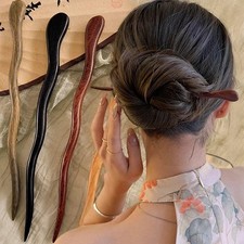 Wooden Hair Stick Bun Holder Handmade Wavy Hair Pin Women Hair Accessory