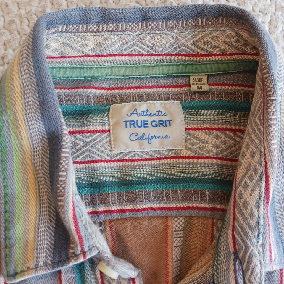 Camisa De Colección True Grit Manga Corta Tejida Rayas Tribales Tejida Talla Mediana Foto 2 de 4