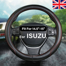 15" Diameter New Car Genuine Leather Steering Wheel Cover Black Red For Isuzu