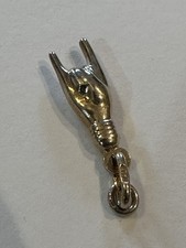9k Gold Italian Figa Hand Malocchio Rock On Large Charm Pendant Vintage