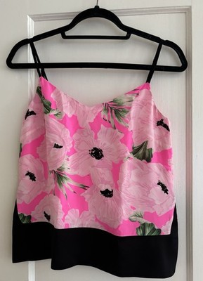 French Connection Floral Print Cami Top Women Sz 2 100% Silk Blouse