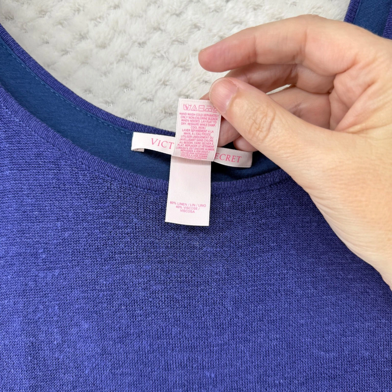 UNDERCOVER Maxi abito Victoria's Secret maglia senza maniche casual blu misto lino spiaggia XL