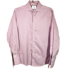 Charles Tyrwhitt Dress Shirt Mens Sz 15.5 33 Slim Fit Non Iron French Cuff Check