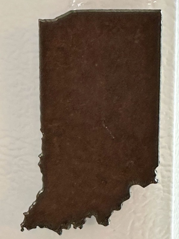 Handmade steel Indiana state map fridge magnet