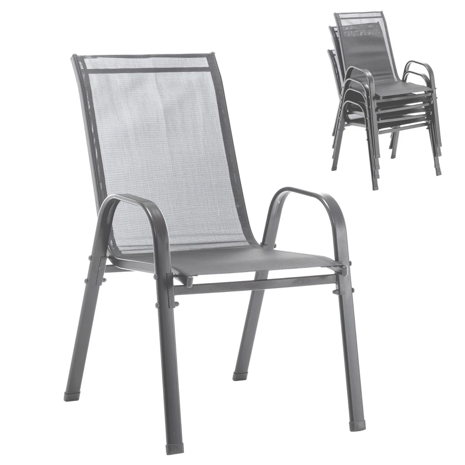 4er Set Gartenstuhl Stapelstuhl Metall Stühle Campingstuhl Terrassenstuhl - Bild 2 von 4