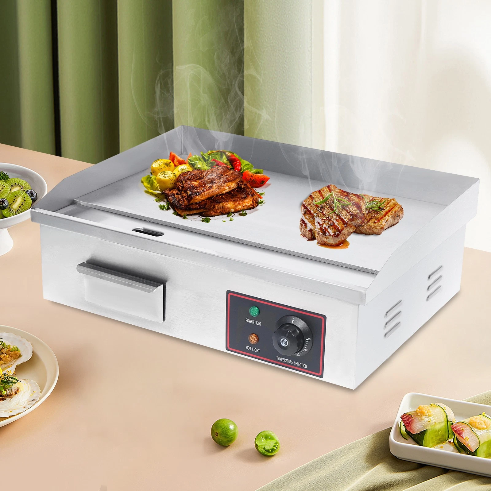 22" Commercial Electric Griddle Flat Top Grill Hot Plate BBQ Countertop 1.6kw