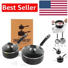 Versatile Nonstick Cooking Set: 1QT & 2QT Saucepans with Heat-Resistant Handles