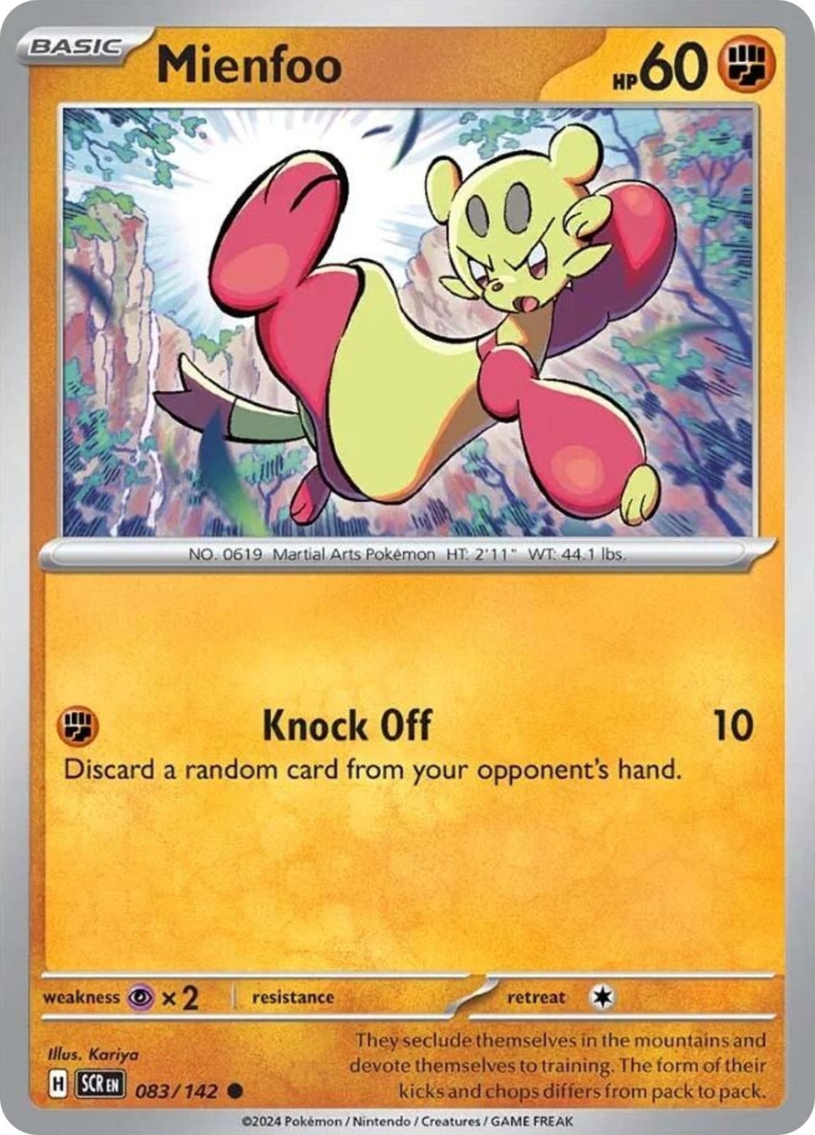 Mienfoo 83/142 Stellar Crown Common Pokemon NM/M