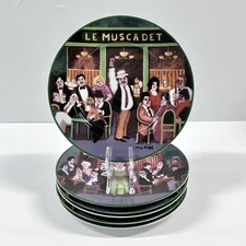 Williams Sonoma Guy Buffet Wine Themed Plates Set of 6 Bistro Design Japan 8.25”
