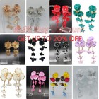 Large Statement Unique Dangle Stud Earrings Variations. CASCADING FLOWER 