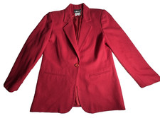 Women's SAG HARBOR One Button 100 Wool Red Tweed Blazer Jacket Lined Size 8 Vtg