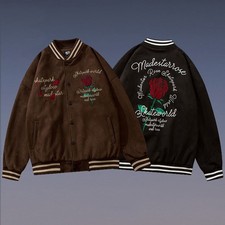American Street Retro Rose Embroidered Baseball Jacket ShopDecimals
