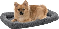 Furhaven Dog Bed for Small Dogs  Indoor Cats Sherpa Fleece Crate Pad Gray Small