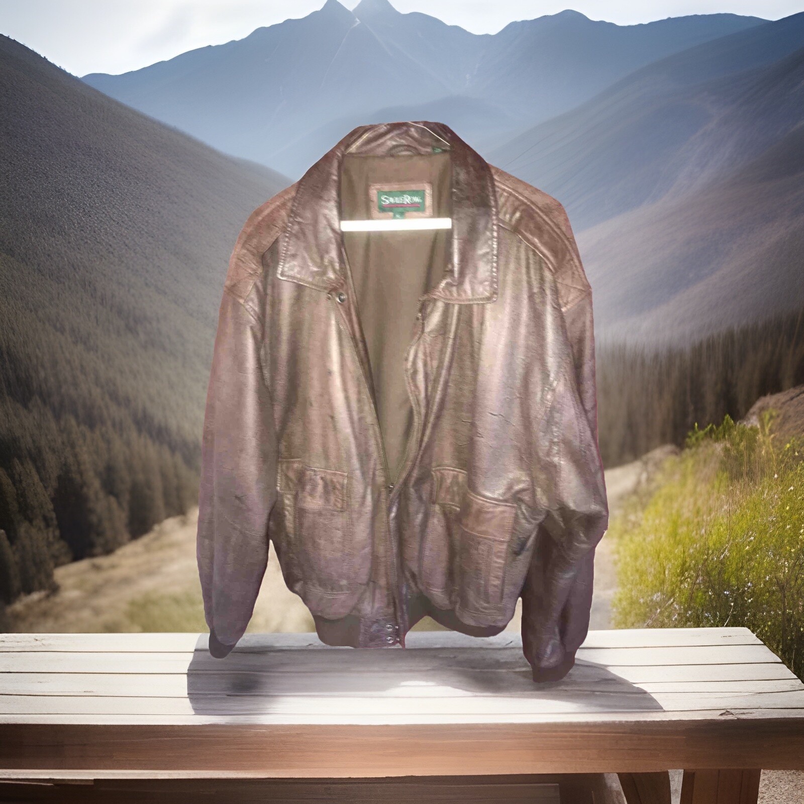 FILA Giacca vintage Savile Row XL marrone pelle invecchiata motociclista usata in ottime condizioni senza usura!