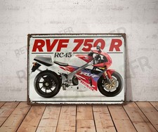 Plaque métal vintage Honda RVF 750 R RC45 Enseigne Garage Décoration moto Déco