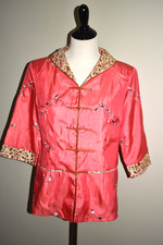 Vintage Chinese Silk Jacket Women s Salmon Color With Embroidery Petite READ