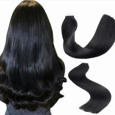 100 Remy Human Hair 20 pcs Tape In Extensions Straight 1B Natural Black 20 Inch