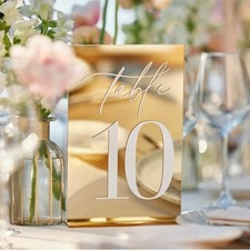 Gold Acrylic Wedding Table Numbers 1-25 with Stand Modern Decor Set Gold