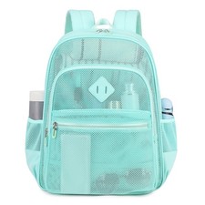 Heavy Duty Mesh Backpack See-Through Transparent School Bag for Swimming Beach