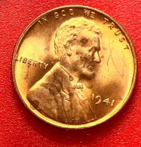 1941-P Lincoln Wheat Cent Penny GEM RED BU From an Original Bank Roll