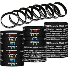 48 Pieces Bible Verse Bracelets Christian Scripture Bracelets Bulk Rubber