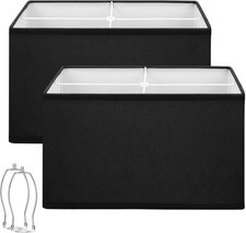 Black Lamp Shades Set of 2, Large Rectangle Lampshades Replacement,