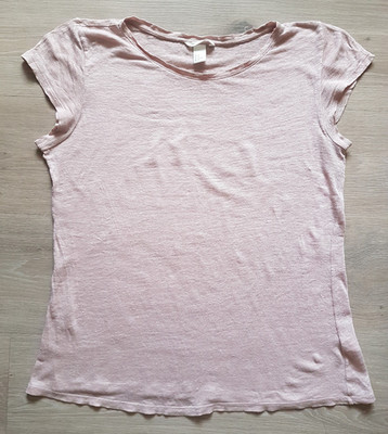 H&M Leinen T-Shirt Gr. M/38 rosa rosé pastell   100% Leinen Oversize NEUWERTIG!