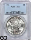 1922 Peace Dollar PCGS MS 64 ** Flashy Mint Luster!