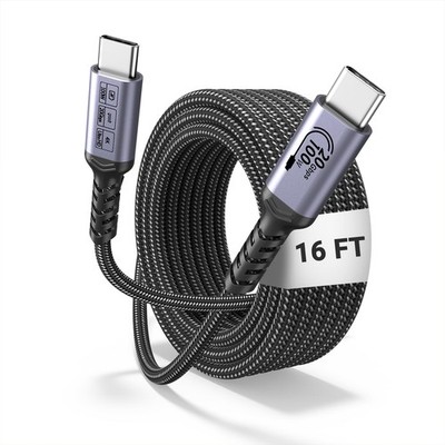 SUMPK USB C Kabel 5m, 100W lang C 3.1 Gen 2 Kabel, 20Gbps hoch schwarz