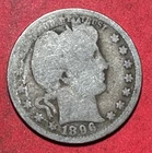 1896O US Barber SILVER Quarter "New Orleans" Mint! Semi Key Date! Old Coin