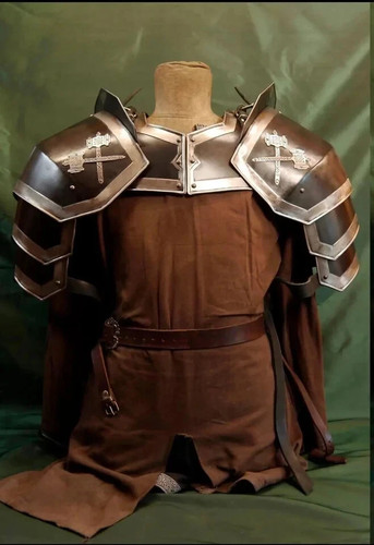 Black Fantasy Armor Thorin Steel Pauldron With Gorget Set- Larp Shoulder Armor. - Picture 3 of 3