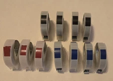 11 Pc Genuine Dymo 3D Plastic Embossing Tape Cartridge 3/8" x 9.8' 9mm Red Blue