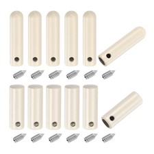 12Pcs 2 Style 20mm/25mm Metal Aglet with Screw, Beige
